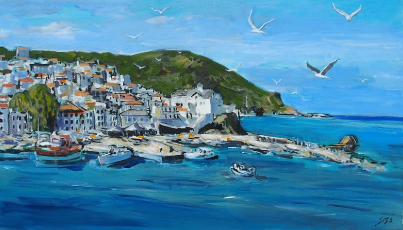SKOPELOS - GRIECHENLAND, Acryl auf Baumwolle, 65 x 110 cm
